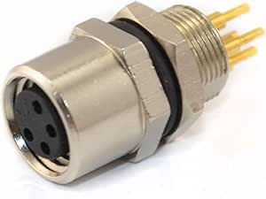 M8 4Pin Connector Pinout Back Mount PCB Straight Female Waterproof Socket