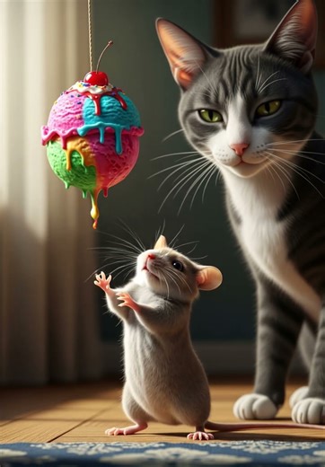 This Ice Cream is a Genius! 😂 Cat & Mouse Sync! #FunnyAnimals #UnexpectedSurprise #cutepets