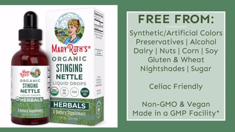 MaryRuth Organics Stinging Nettle Leaf Extract | Detox Supplement Herbal Drops | USDA Organic | Vegan | Non-GMO | Gluten Free | 1 Fluid Oz
