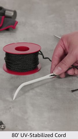 Coolaroo Shade Fabric Accessories, Lacing Cord and Needle for Shade Fabric Attachment and Placement, (1 Set, 80' Cord)