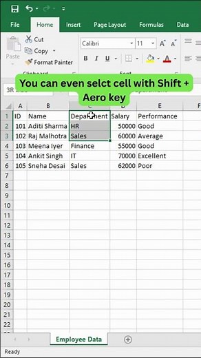 Quick Selection Shortcuts in excel | #exceltips #shorts