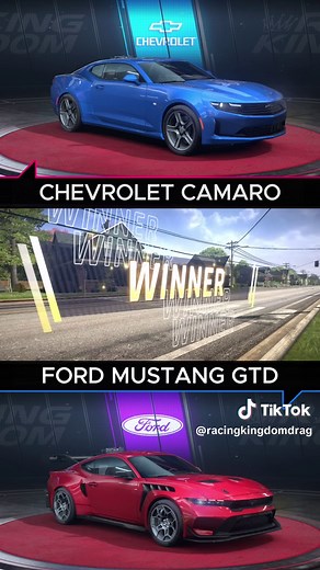Camaro vs Mustang GTD, Michigan daytime run. Clean launches, perfect shifts, and a finish you have to see. 🏁🔥 #racingkingdom #mobilegames #nhra #dragrace #usa