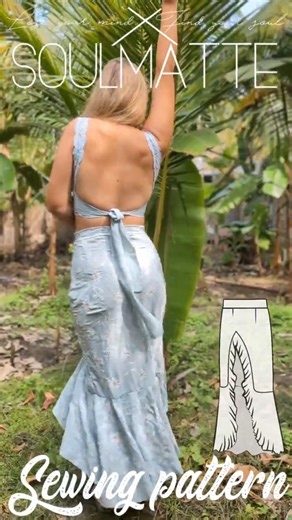 Mermaid Skirt Sewing Pattern, Asymmetrical Dance Skirt (PDF Download)