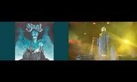 Mix of 2 videos from youtube : ghost con clavi con dio lined up