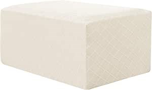 subrtex Oversized Stretch Storage Ottoman Slipcover Spandex Elastic Rectangle Footstool Sofa Cover Furniture Protector for Living Room, White Rhombus