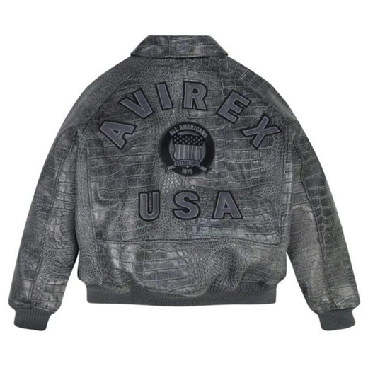 Avirex Crocodile Embossed Leather Bomber Jacket | Quilted Varsity Style - Etsy