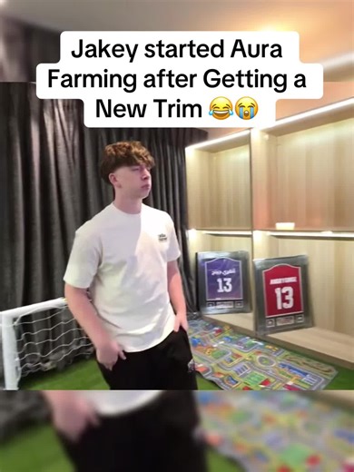 Jakey started Aura farming after getting a New Trim 😂😭 #jakeydavies #viral #aurafarming #dances #fyp @jakeydavies @angryginge13
