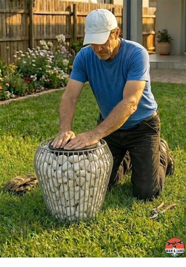 Simple Garden Hack 🌿 Turn Stones Into a Beautiful Planter This creative garden DIY shows how a simple basket, decorative stones, and a small plant can become a beautiful modern planter. The result is a stylish outdoor decoration that looks expensive but is surprisingly easy to make. Perfect inspiration for backyard projects and garden landscaping. #diy, #diygarden, #garden