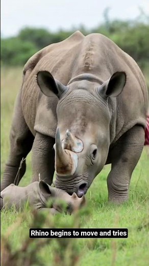Rhino Birth Process: A Giant Life Begins#RhinoBirth #RhinoCalf #WildlifeLife #AnimalBirth