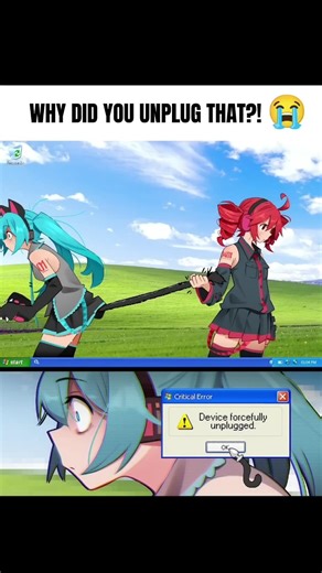 Miku Said Don't Touch It... Her Friend Unplugged It #memes #miku #anime #animeshorts #shorts