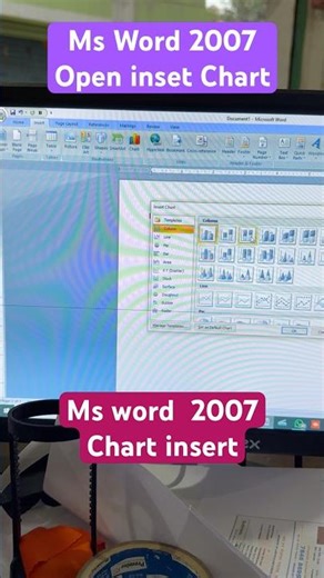 Ms Word 2007 insert Chart !! Ms office word chart open in 2007 #msoffice #msoffice2007 #shorts