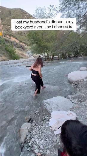 Chasing my husband dinner down a river #shorts