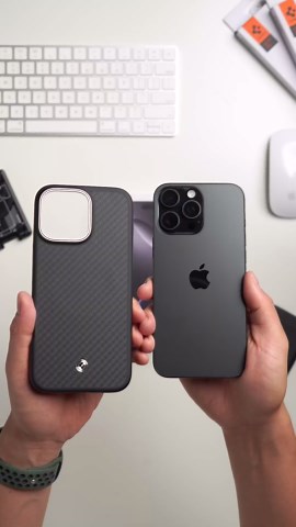 Spigen for iPhone 16 Pro Case, Enzo Aramid MagFit [Compatible with Magsafe Accessories] [Military-Grade Protection] - Black Silver