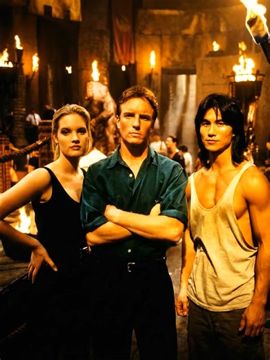 Mortal Kombat (1995). The original trio of the tournament. No CGI overload. Pure atmosphere. Pure legends. 🔥⚔️ Liu Kang — Robin Shou Johnny Cage — Linden Ashby Sonya Blade — Bridgette Wilson #MortalKombat #MK1995 #LiuKang #JohnnyCage #SonyaBlade #90sMovies #CultClassic #MovieLegend