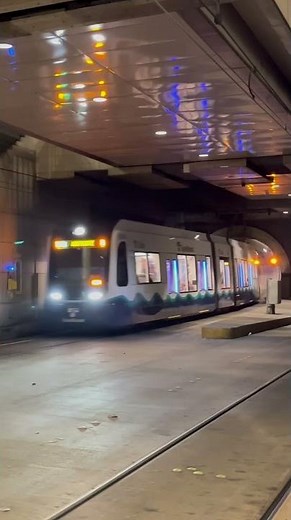 A Sound Transit Link Light Rail Train Rolls Into Seattle Westlake Station