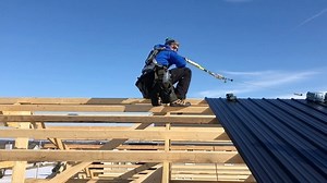 When framing large timber structures, bracing is important! Both temporary bracing and permanent bracing. While building, we rely heavily on chains as our method to keep a building locked down and straight. Once we know everything is where we want it, we then install our permanent bracing. That, along with the diaphragm strength of the steel clad exterior ensures a long lasting, strong structure. Side note, math never lies, and when used properly, ensures clean accurate cuts in your diagonal bra