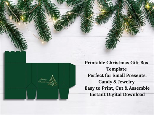 Printable Christmas Gift Box Template (PDF) | Small Present Packaging | Cut & Assemble | Digital Download - Etsy