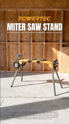 Miter Saw Stand with Wheels + Power Outlet | POWERTEC MT4000V #mitersaw #powertectools #workshop