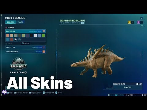 ALL Gigantspinosaurus Skins! | Jurassic World Evolution 3 | No Commentary
