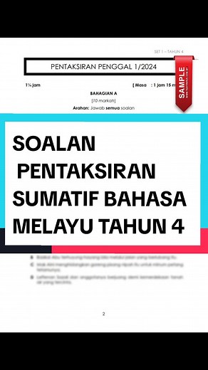 Set Kertas Pentaksiran Sumatif Bahasa Melayu Tahun 4 2024