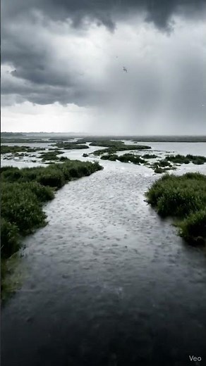 🌧️ River Delta in Stormy Weather | Calm Beneath the Rain