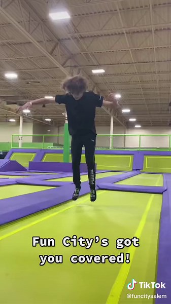 Welcome to the official Fun City tik tok page! We’re so glad you’re here :) Looking for something fun this summer? Come cool off at Fun City! 💚🖤🤍 #trampolinepark #funcitysalem #kids #summer #jump #workout #party #flip #slide #follow #like #share #trending #greenscreenvideo #viral #goviral #trampoline #explore