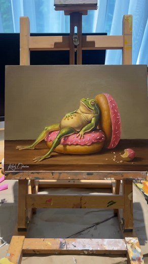 Kimberly Djehanian on Instagram: "Why I paint frogs 🐸 I don’t usually make videos like this, but because I get this question so often, I decided to make a little video explaining how I started my frog painting journey. I hope you enjoy! 🥰 #frogart #artist #frogillustration #frogpainting"