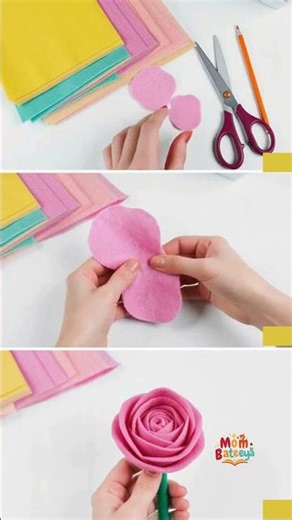 DIY Pink Felt Rose 🌹✨ | Easy Room Decor Tutorial #shorts