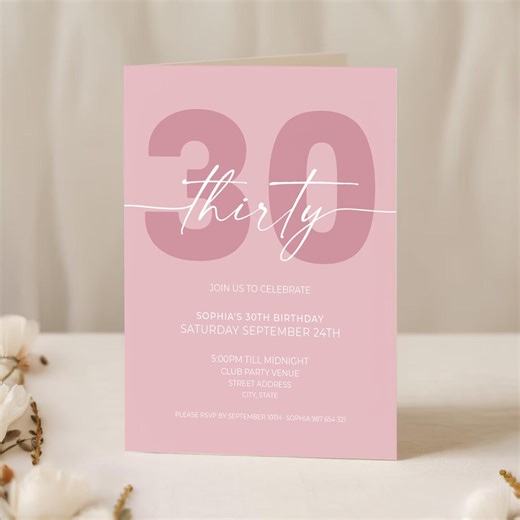 Personalized 30th Birthday Invitation for Her, Thirty and Flirty Milestone Birthday Invite (digital Download) - Etsy