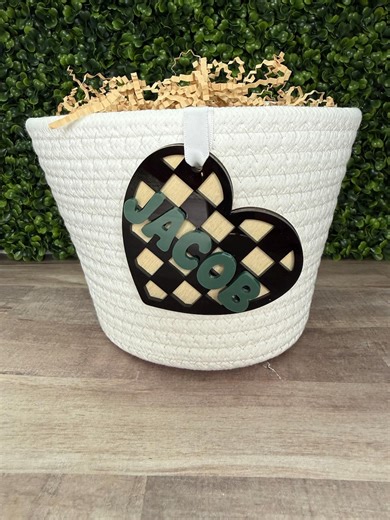 Checkered Heart Basket Tag-- Heart Name Tag-valentines Basket Tag-boys Valentines Tag-valentines Name Gift Tag-bachelorette Tags - Etsy Canada