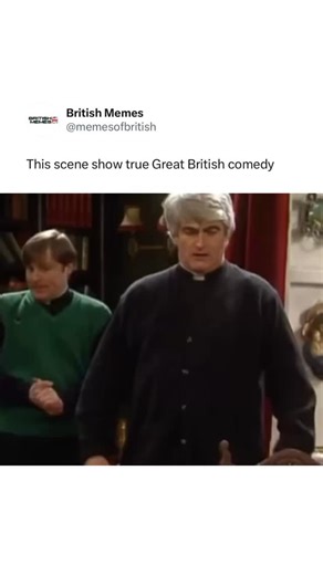 British Memes 🇬🇧 on Instagram: "🤣🤣 Father Ted is one of those comedies that shouldn’t work on paper but ends up being perfect. Set on the fictional Craggy Island, it follows three priests who are all terrible in completely different ways. Ted is desperate to look respectable, Dougal is clueless beyond belief, and Jack is powered entirely by shouting and drink. The jokes are fast, absurd, and delivered with total confidence, which makes even the most ridiculous moments land. What makes the sh