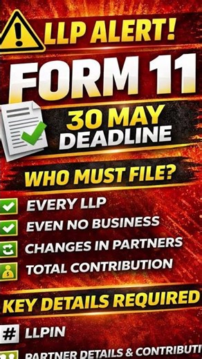 Form 11 – Annual Return (LLP)📅 Due Date🗓️ 30th May every year