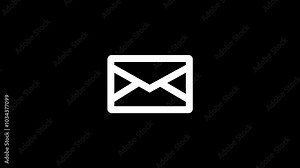 mail envelope icon animated on black background.Mail envelope ,Glowing animated Message symbol , incoming mail,