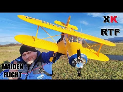 Beechcraft Staggerwing XK A300 D17S 550mm RC Biplane RTF - Yellow Maiden flight