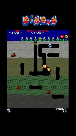 Dig Dug Round 129 - Classic Arcade Gameplay#shorts