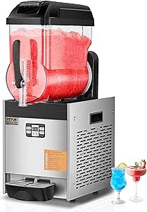 VEVOR Commercial Slushy Machine, 12L Single Tank Frozen Drink Machine, 48 Cups Stainless Steel Margarita Smoothie Frozen Drink Maker, Slushie Maker for Home Party Restaurants Cafe Bars