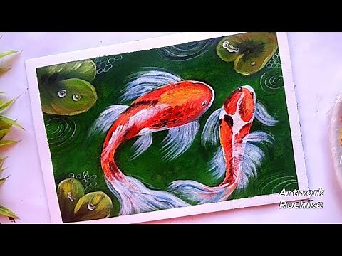 Easy KOI Fish Acrylic Painting | Beautiful Fish Painting Step by Step | Fish Painting