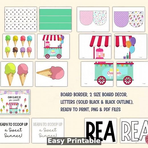 Editable Ice Cream Bulletin Board Kit – Summer Printable