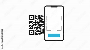 Dangerous qr code connection animation. Contactless payment with mobile phone via QR code scanning app. 4K