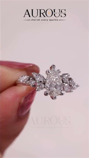 Pear Diamond Cluster Engagement Ring 💎 Dazzling Sparkle