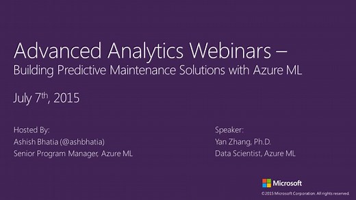 Building Predictive Maintenance Solutions with Azure Machine Learning