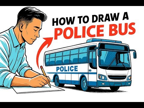 How to Draw a Police Bus Step by Step | Realistic Drawing Tutorial