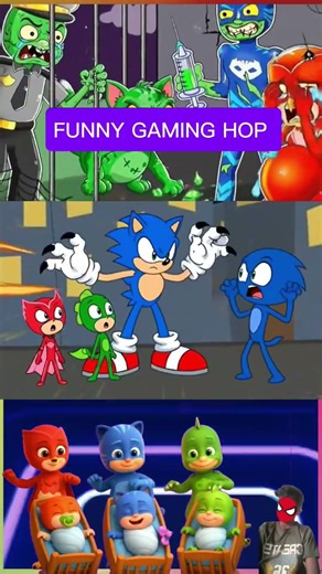 pj mask _ gekko🆚owlette🆚 cat boy 🆚 sonic funny animation story coffin dance cover tiles hop edm rush