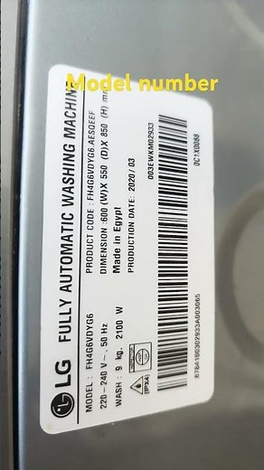 Where to find LG washing machine model number #model #number #sticker