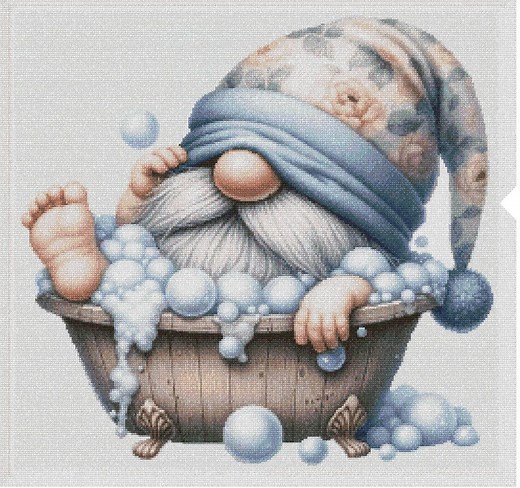 Gnome Takes a Bath Cross Stitch Pattern, Dwarf Bathing X-stitch Design, Funny Bathroom Walldecor, Relax & Spa Stitching Pattern - Etsy