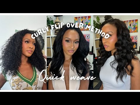 HOW TO: EASIEST CURLY FLIP OVER METHOD l BURMESE CURLY HAIR l QUICK WEAVE
