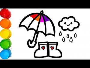 Umbrella Drawing and Painting for Kids, Toddlers | learn basic drawing