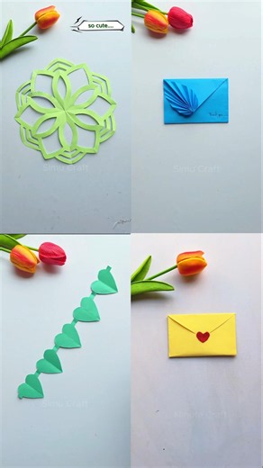 Beautiful 4 Quick Paper craft 💚🩵 ⛓️💌 Making Tutorial video #lifestyle
