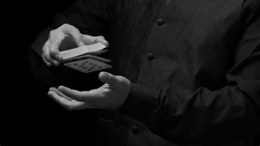 Sleight of Hand Card Trick in Monochrome - Free Stock Video