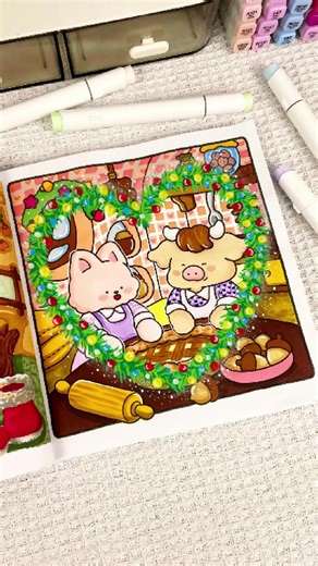 Happiness doesn't have to be anything grand. It's simply being with a close friend in a tiny kitchen, busy baking a fragrant pie, and letting the warmth fill the whole room ✨ This page is a part of my Hygge Woodland coloring book 👉 Follow me for more cozy coloring inspiration every day! #maisonnook #maisonnookcoloring #coloringbook #coloringbookforadults #hyggewoodland #christmas #cozyvibes